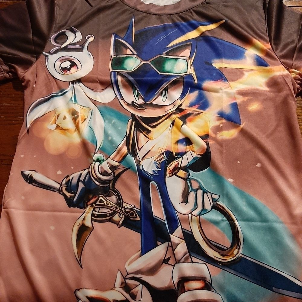 New Sonic Hedgehog Flame 3d Screen Print Shirt- Youth Kids XS
